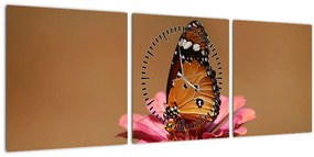 Pillangó képe a virágon (órával) (90x30 cm)