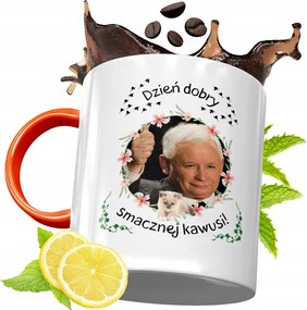 Narancssárga Bögre A Pis Elnökétől Jaroslaw Kaczynski fényképes nyomtatással