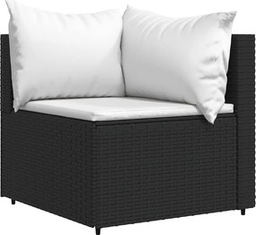 vidaXL fekete polyrattan kerti sarokkanapé párnákkal