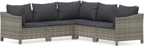 vidaXL 5 részes szürke polyrattan kerti ülőgarnitúra párnákkal