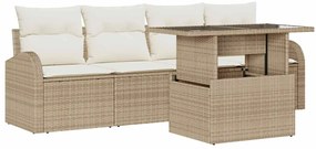 vidaXL Kerti Kanapé Szett párnával 5 pcs Bézs Poli rattan