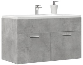 betonszürke szerelt fa fürdőszobai mosdószekrény 90x38,5x46 cm