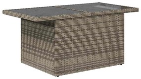 11 részes szürke polyrattan akácfa kerti ülőgarnitúra párnákkal