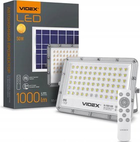 Napelemes fényvető Led lámpa 50W 1000lm 5000K IP65 Szürkület érzékelő