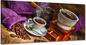 Vászonkép 60x30 Lila kávés zsákok