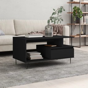 Fekete szerelt fa dohányzóasztal 90 x 49 x 45 cm