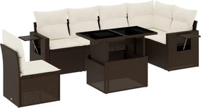vidaXL 7 részes barna polyrattan kerti ülőgarnitúra párnákkal