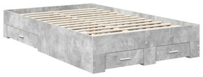 vidaXL Ágykeret fiókkal fejtámlával Beton Szürke 120 x 190 cm Faanyag
