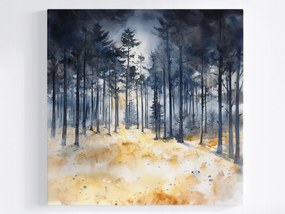 Vászonkép Canvas Akvarell Tájkép Erdő Fák Természet 80x80