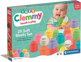 Színes Clemmy puha építőkocka szett 20 db-os Clementoni