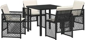 vidaXL Kert étkező szett 5 pcs Fekete polirattan