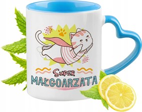 Kék bögre szív alakú füllel Margitnak Ajándék