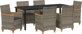 vidaXL Kert étkező szett 7 pcs Szürke polirattan