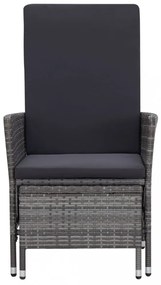 2 részes szürke polyrattan kerti bútorszett párnával