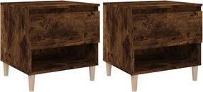 vidaXL 2 db füstös tölgyszínű szerelt fa éjjeliszekrény 50x46x50 cm