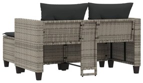 2 személyes szürke polyrattan kerti kanapé zsámolyokkal