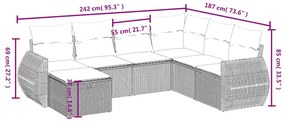 7 részes bézs polyrattan kerti ülőgarnitúra párnákkal