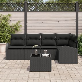 6 Részes Kerti Kanapé Szett Párnákkal Beige Polirattan