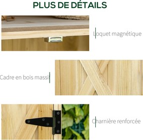 Outsunny Kerti Szekrény, Kerti Tároló Szekrény, horganyzott fém munkafelülettel, dupla ajtós polccal, fogantyúval, masszív fa lábakkal, 80 x 45 x 92 c