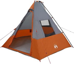 vidaXL Tipi sátor tetővel Szürke és narancs 383 x 338 x 217 cm taft