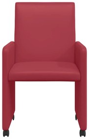 vidaXL Kerekes Étkező Székek 2 pcs bordó 57 x 66 x 94 cm Műbőr