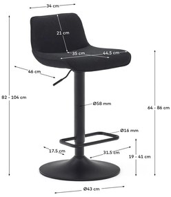 Fekete bárszék szett 2 db-os 103 cm Zenda – Kave Home