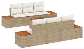 vidaXL Kerti Kanapé Szett párnával tárolóval 7 pcs Bézs Poli rattan
