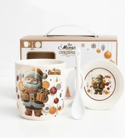 eCa KB34WZ2 karácsonyi ajándékkészlet Kerámia bögre, kanál, csészealj 350 ml