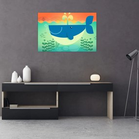 Kép - Vidám bálna a tengerben (90x60 cm)
