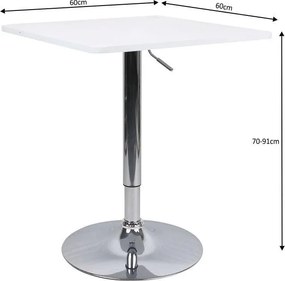 Bár asztal állítható magasságú, fehér, 60x70-91 cm, FLORIAN 2 NEW