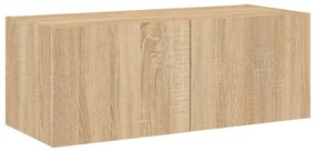 sonoma tölgy színű fali TV-szekrény LED-ekkel 80x35x31 cm