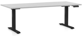 Állítható magasságú asztal OfficeTech D, 180 x 80 cm, fekete alap, világos szürke