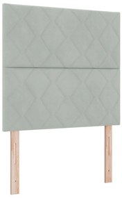 Box Spring Ágy Matraccal és LED Fény Világosszürke 90x190 cm Bársony