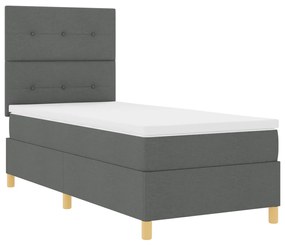 Boxspring ágy matraccal és LED világítással, Sötétszürke, 90x200 cm Szövet