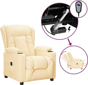 vidaXL krémszínű műbőr elektromos dönthető fotel