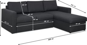 INTARI Kinyitható sarokkanapé Fekete