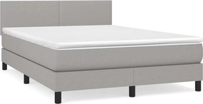 vidaXL világosszürke szövet rugós ágy matraccal 140 x 190 cm