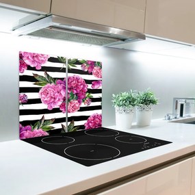 Üveg vágódeszka rózsaszín bazsarózsák 60x52 cm
