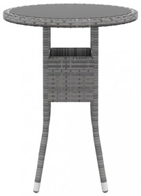 szürke polyrattan és edzett üveg kerti asztal Ø60 x 75 cm