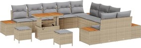 vidaXL Kerti Kanapé Szett párnával tárolóval 13 pcs Bézs Poli rattan
