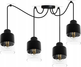 Mennyezeti fĂŒggĆlĂĄmpa csillĂĄr PĂłk Loft 4 Glass fekete mennyezeti lĂĄmpa