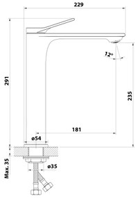 Aqualine - Mosdócsaptelep BOLERO 29 cm fényes króm