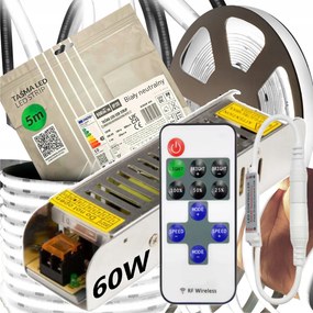 Led szalag szett Neon Cob 12V 5m 4000K Fehér Semleges Tápegység 60W Távirányító