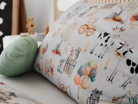 Pamut ágynemű bölcsőhöz HAPPY FARM fehér Ágyneműhuzat mérete: 45 x 65 cm | 90 x 135 cm