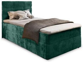 Kárpitozott boxspring ágy GLORIEN VELVET 90x200 cm sötétzöld Matrac: Bonell rugós matrac