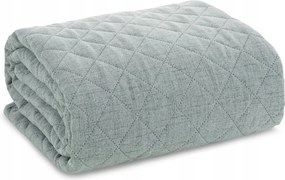 Dekoratív ágytakaró Len 170x210 menta steppelt, geometrikus mintával
