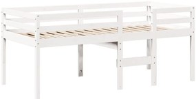 fehér tömör fenyőfa magasított ágy tetővel 90 x 190 cm