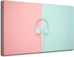 Vászonkép Zene Fejhallgató Kétszínű Pasztell színek 80x50