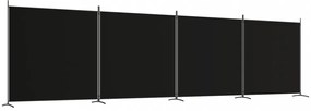4 paneles fekete szövet térelválasztó 698x180 cm