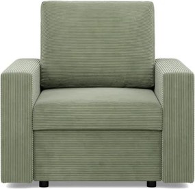 Zeus fotel, egyenes kartámasz, kordbársony, hab töltet, zöld